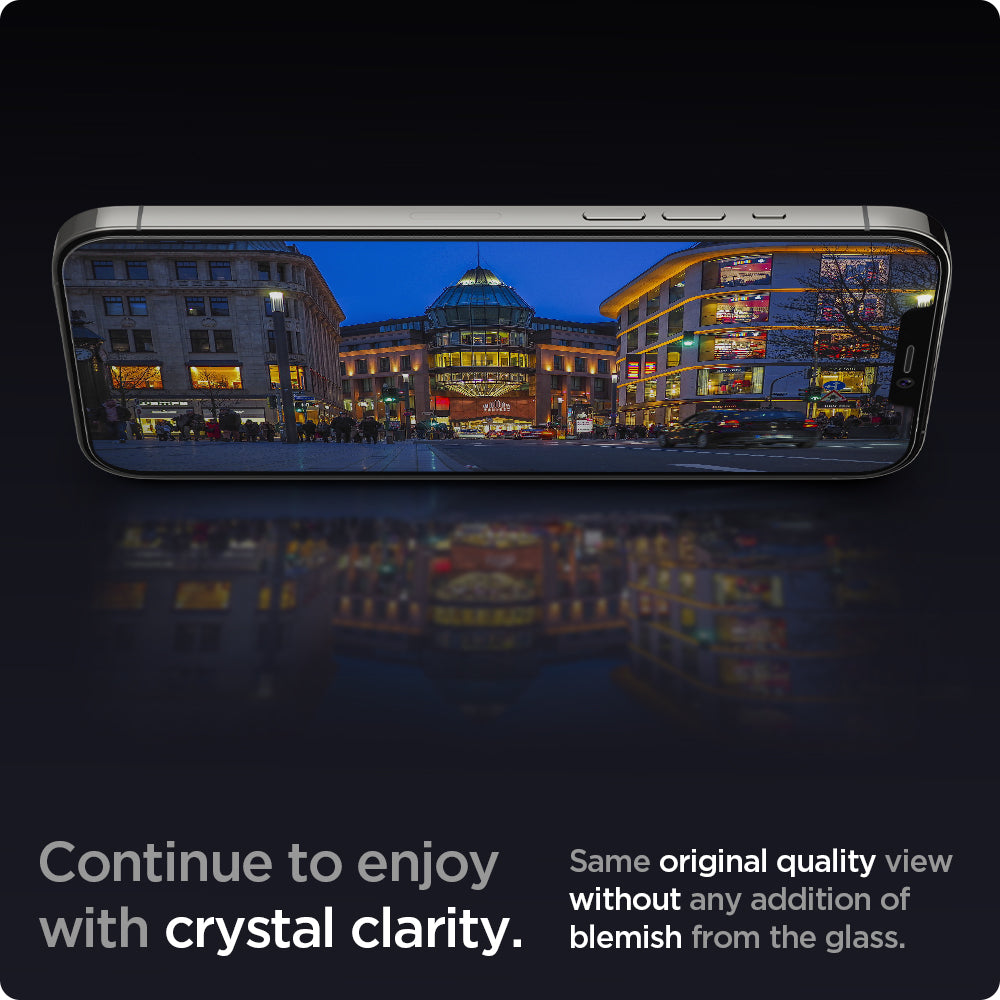 AGL01801 - iPhone 12 / iPhone 12 Pro Screen Protector EZ FIT GLAS.tR SLIM showing the crystal clarity. Same original quality view without any addition of blemish from the glass.