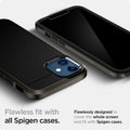 AGL01811 - iPhone 12 Mini Screen Protector EZ FIT GLAS.tR SLIM showing the flawless fit with all Spigen cases. Flawlessly designed to cover the whole screen and fit with Spigen cases
