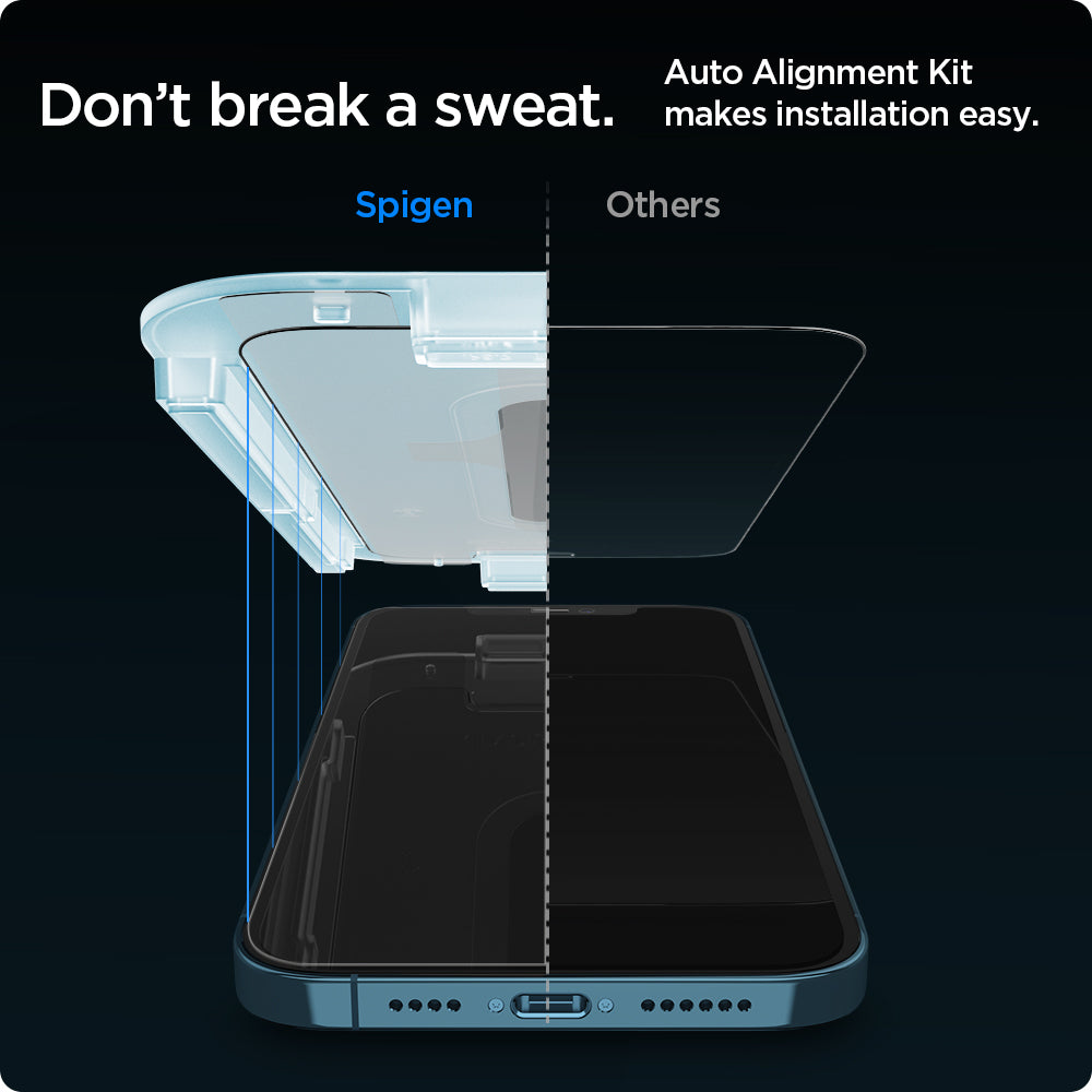 AGL01791 - iPhone 12 Pro Max Screen Protector EZ FIT GLAS.tR SLIM showing the auto alignment kit makes installation easy without breaking a sweat.