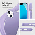 ACS03551 - iPhone 13 Case Silicone Fit in iris purple showing the soft silicone material. Professional finishing