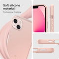 ACS03898 - iPhone 13 Case Silicone Fit in pink showing the soft silicone material. Professional finishing