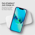 ACS03551 - iPhone 13 Case Silicone Fit in iris purple showing simply charging on, we know it's a hassle to take the case off