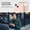 ACS03898 - iPhone 13 Case Silicone Fit in pink showing the soft matte silicone finish. Soft microfiber inner lining for extra protection