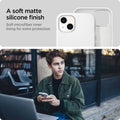 ACS03340 - iPhone 13 Mini Case Silicone Fit in white showing the soft matte silicone finish. Soft microfiber inner lining for extra protection
