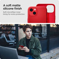 ACS03899 - iPhone 13 Case Silicone Fit in red showing the soft matte silicone finish. Soft microfiber inner lining for extra protection