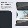 AGL03388 - iPhone 13 | 13 Pro Screen Protector EZ FIT GLAS.tR Privacy showing keeping your information to yourself. Screen blacks out at an angle. We take privacy very seriously