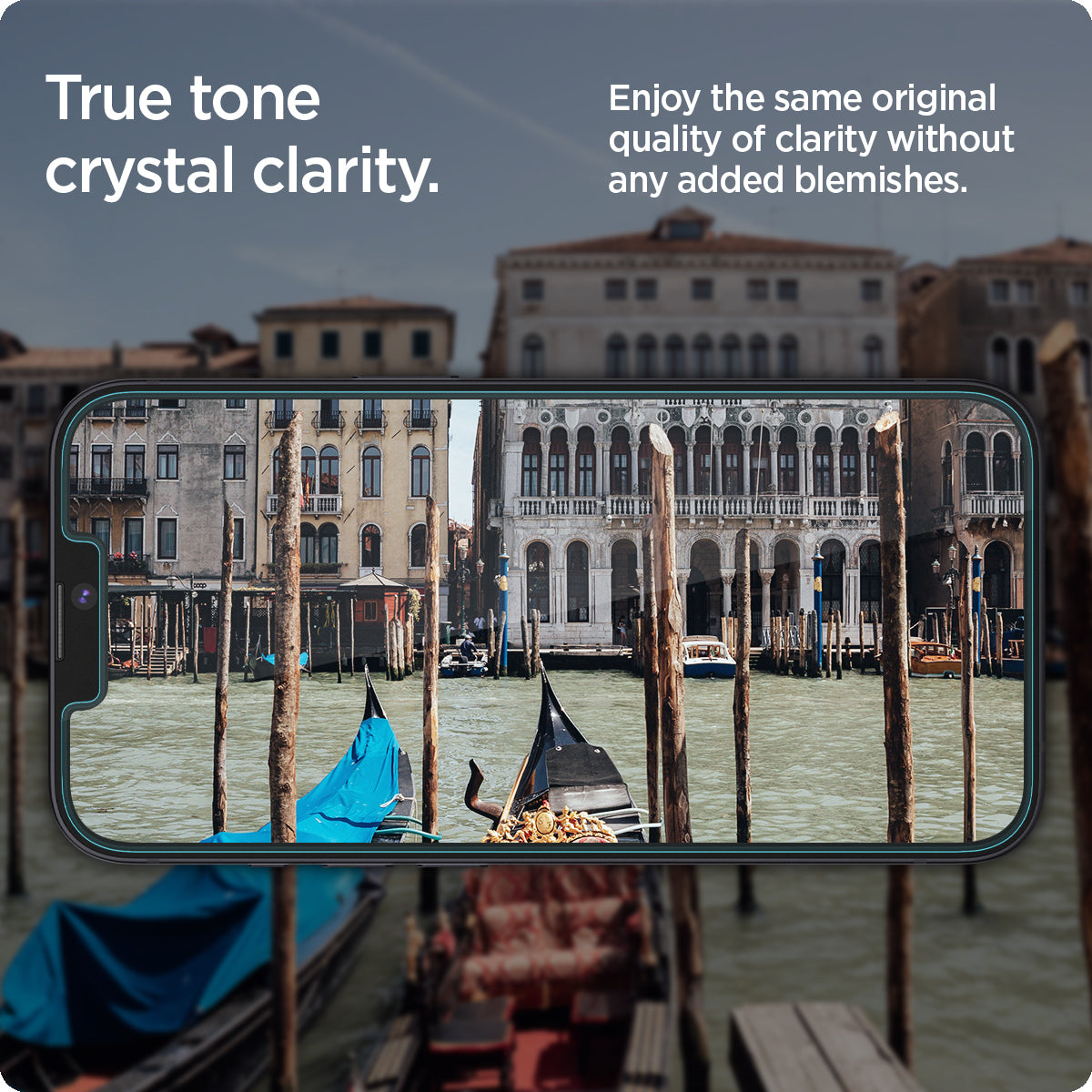 AGL03385 - iPhone 13 / iPhone 13 Pro Screen Protector EZ FIT GLAS.tR SLIM showing the true tone crystal clarity. Enjoy the same original quality of clarity without any added blemishes