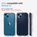 ACS03520 - iPhone 13 Case Liquid Air in navy blue showing the compatibility only with iPhone 13. Not compatible with iPhone 13 mini | 13 Pro | 13 Pro Max
