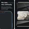AGL03378 - iPhone 13 Pro Max Screen Protector EZ FIT GLAS.tR Privacy showing keeping your information to yourself. Screen blacks out at an angle. We take privacy very seriously