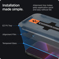 AGL03375 - iPhone 13 Pro Max Screen Protector EZ FIT GLAS.tR SLIM showing the installation made simple. Alignment tray makes glass application quick and easy without fail. EZ Fit Tray. Alignment Film and Tempered Glass