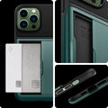 ACS04559 - iPhone 13 Pro Max Case Slim Armor CS in midnight green showing back for the card and case.