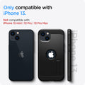 ACS03539 - iPhone 13 Case Tough Armor in black showing the compatibility only with iPhone 13. Not compatible with iPhone 13 mini | 13 Pro | 13 Pro Max