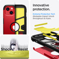 ACS03540 - iPhone 13 Case Tough Armor in red showing the innovative protection. Extreme Protection Tech dissipates impact shock throughout its foam