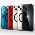 ACS03529 - iPhone 13 Case Ultra Hybrid Mag Safe Compatible in black showing the multiple cases back and partial front showcasing different colors of the devices
