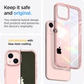 ACS03525 - iPhone 13 Case Ultra Hybrid in rose crystal showing the two material hybrid design that protects and preserves the device's originality. Anti-yellowing with blue resin coating