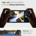 ACS03625 - iPhone 13 Mini Case Ultra Hybrid Matte in frost black showing the raised lips provide protection from surface scratches. Capture picture-perfect moment without blemishes