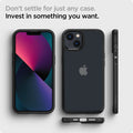 ACS03623 - iPhone 13 Case Ultra Hybrid Matte in frost black showing the back, front, sides and bottom. Don't settle for just any case. Invest in something you want