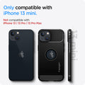 ACS03314 - iPhone 13 Mini Case Rugged Armor in matte black showing the compatibility only with iPhone 13 mini. Not compatible with iPhone 13 mini | 13 Pro | 13 Pro Max