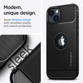 ACS03314 - iPhone 13 Mini Case Rugged Armor in matte black showing the modern, unique design. Same timeless design with amplified quality and overall protection