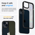ACS03318 - iPhone 13 Mini Case Ultra Hybrid in matte black showing the two material hybrid design that protects and preserves the device's originality. Anti-yellowing with blue resin coating