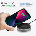 ACS03318 - iPhone 13 Mini Case Ultra Hybrid in matte black showing the charging on without the hassle of removing the case every time