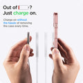 ACS03324 - iPhone 13 Mini Case Ultra Hybrid Mag Safe Compatible in rose crystal showing charging on without the hassle of removing the case every time