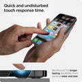 AGL03376 - iPhone 13 Pro Max Screen Protector EZ FIT GLAS.tR (Sensor Protection) showing the quick and undisturbed touch response time. Reinforced for longer lasting durability from general wear and tear