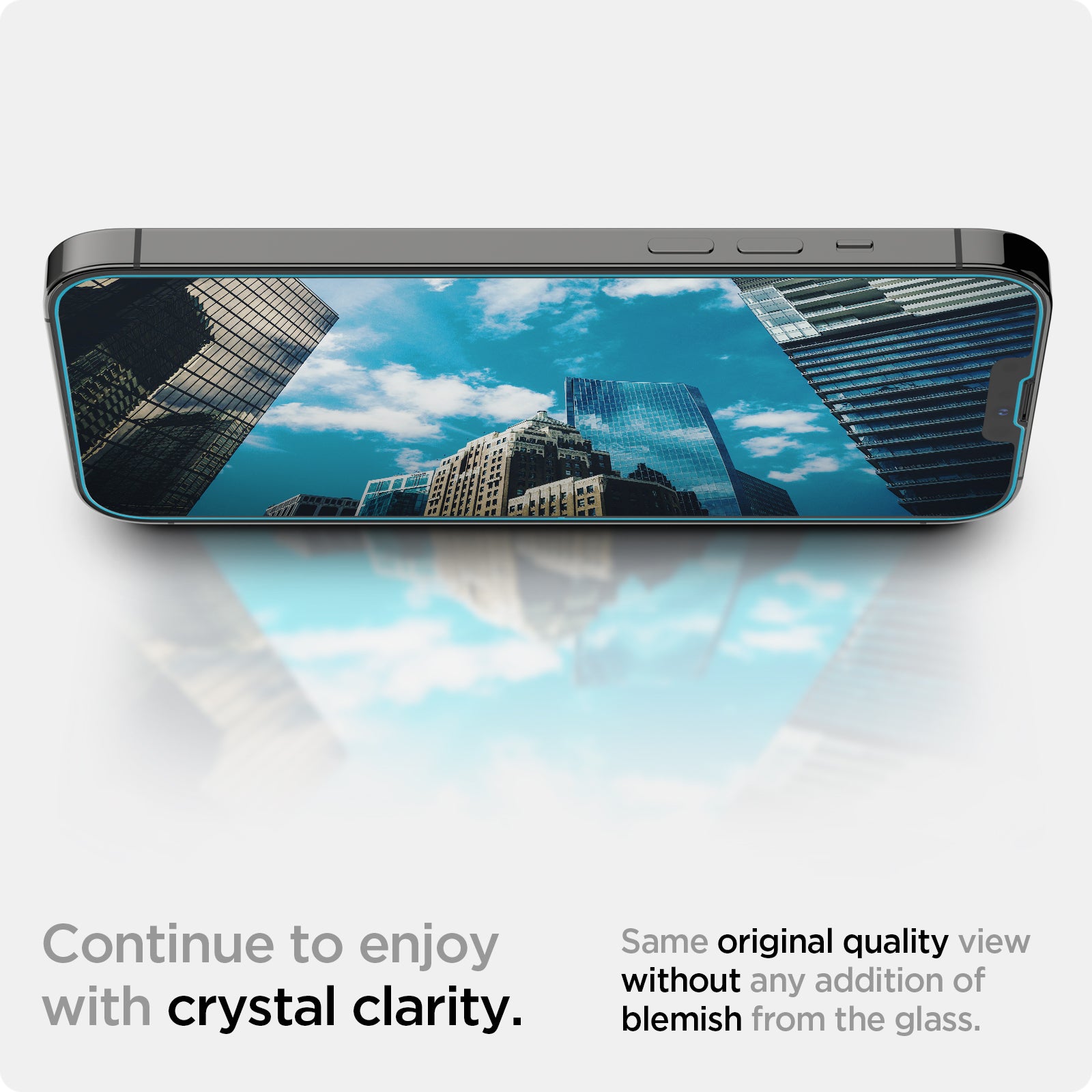 AGL03376 - iPhone 13 Pro Max Screen Protector EZ FIT GLAS.tR (Sensor Protection) showing the same original quality view without any addition of blemish from the glass. Continue to enjoy with crystal clarity