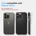 ACS03258 - iPhone 13 Pro Case Liquid Air in matte black showing the compatibility only with iPhone 13 Pro. Not compatible with iPhone 13 mini | 13 | 13 Pro Max