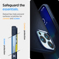 ACS03202 - iPhone 13 Pro Max Case Liquid Air in navy blue showing the raised lips help prevent surfaces scratches for camera and screen. Camera protection and Screen protection