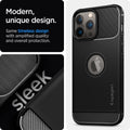 ACS03200 - iPhone 13 Pro Max Case Rugged Armor in matte black showing the modern, unique design. Same timeless design with amplified quality and overall protection