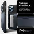 ACS03220 - iPhone 13 Pro Max Case Slim Armor CS in metal slate showing protection with privacy. Protect both your personal information as well as your device. Privacy.