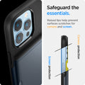 ACS03220 - iPhone 13 Pro Max Case Slim Armor CS in metal slate showing safeguard the essentials. Raised lips help prevent surfaces scratches or camera and screen