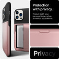 ACS03219 - iPhone 13 Pro Max Case Slim Armor CS in rose gold showing protection with privacy. Protect both your personal information as well as your device. Privacy.