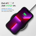 ACS03221 - iPhone 13 Pro Max Case Tough Armor in gunmetal showing the  charging on without the hassle of removing the case every time