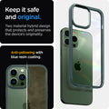 ACS04558 - iPhone 13 Pro Max Case Ultra Hybrid in midnight green showing the two material hybrid design that protects and preserves the device's originality. Anti-yellowing with blue resin coating