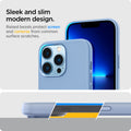ACS03908 - iPhone 13 Pro Case Silicone Fit in sierra blue showing the sleek and slim modern design. Raised bezel protect screen and cameras from common surface scratches