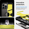ACS03276 - iPhone 13 Pro Case Tough Armor in gunmetal showing the innovative protection. Extreme Protection Tech dissipates impact shock throughout its foam