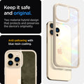 ACS03265 - iPhone 13 Pro Case Ultra Hybrid in sand beige showing the two material hybrid design that protects and preserves the device's originality. Anti-yellowing with blue resin coating