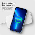 ACS03907 - iPhone 13 Pro Max Case Silicone Fit in Sierra Blue showing simply charging on, we know it's a hassle to take the case off