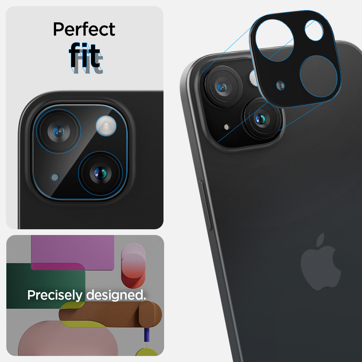 AGL06917 - iPhone 15 / 15 Plus Optik Lens Protector in black perfect fit. precisely designed.