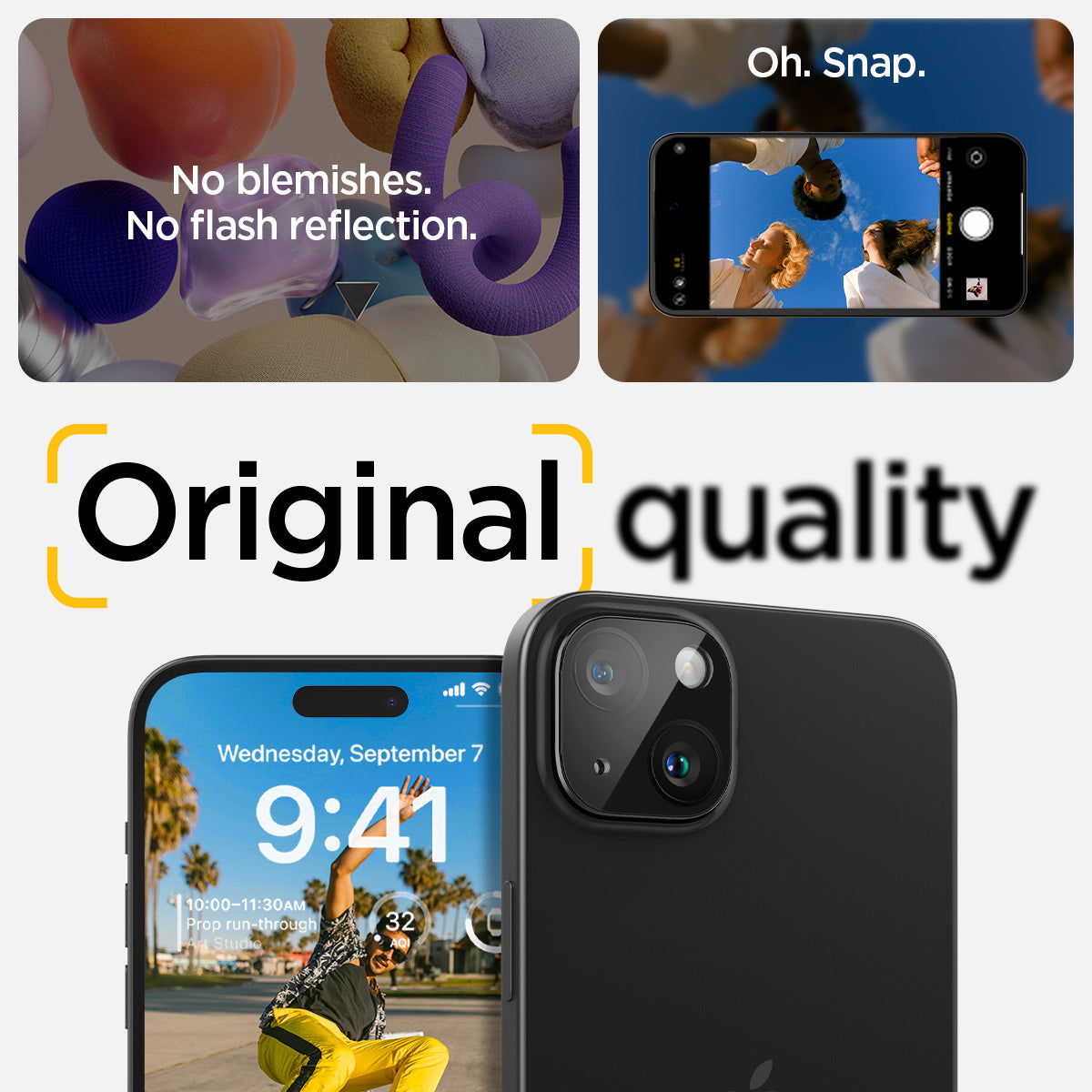 AGL06917 - iPhone 15 / 15 Plus Optik Lens Protector in black original quality. clear from blemishes and flash reflections.