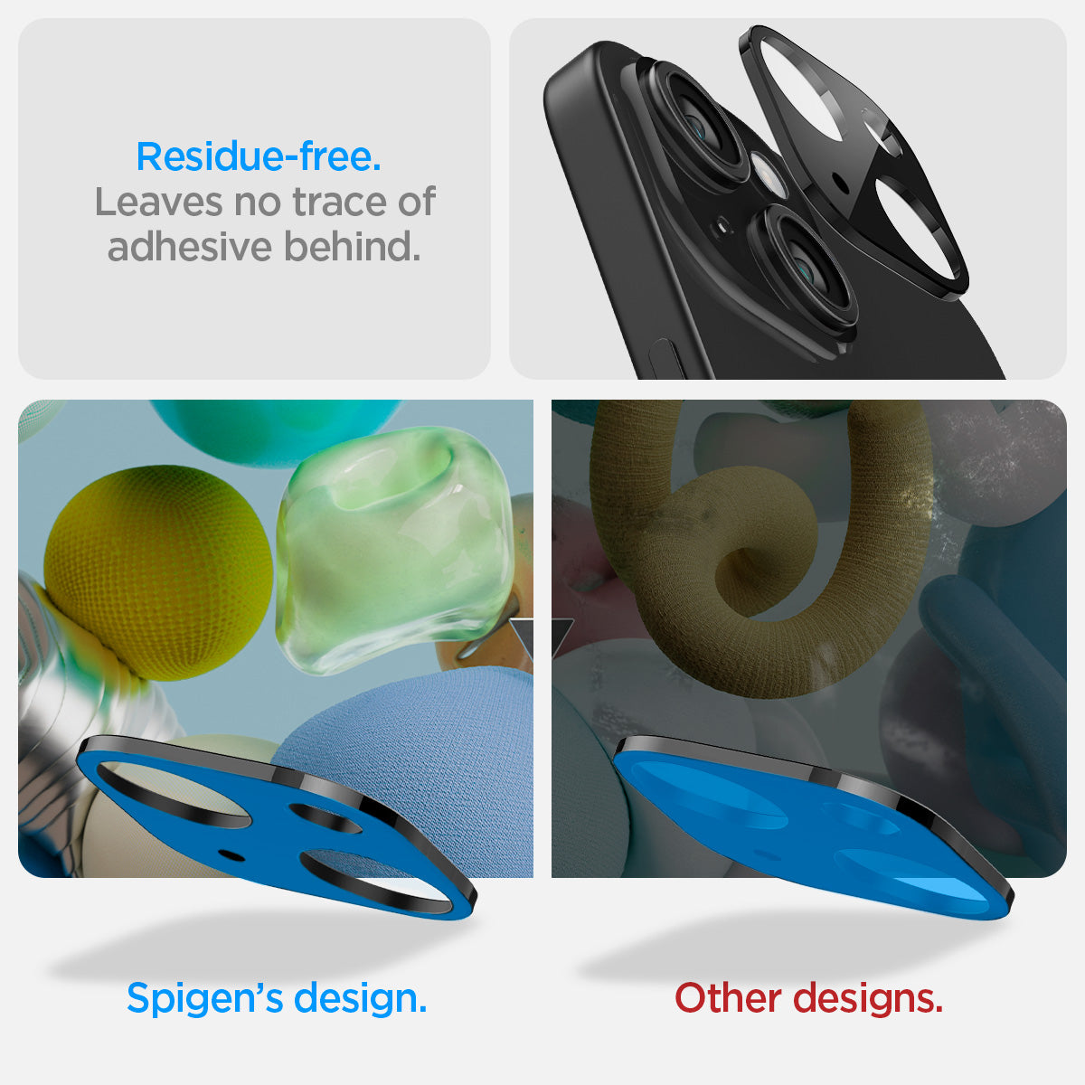 AGL06917 - iPhone 15 / 15 Plus Optik Lens Protector in black residue free application. leaves no trace behind unlike other brands.