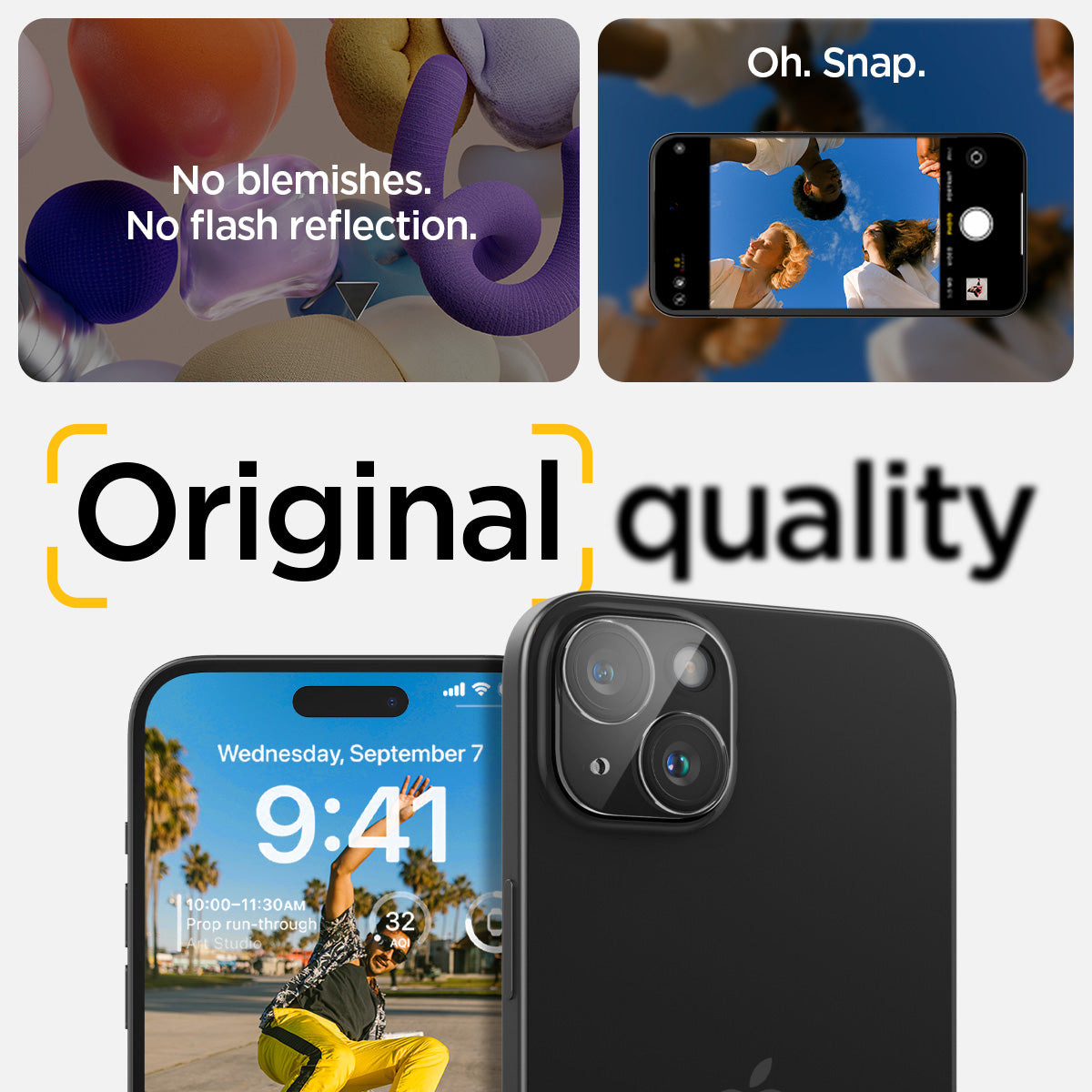 AGL06916 - iPhone 15 / 15 Plus Optik Lens Protector in crystal clear original quality. clear from blemishes and flash reflections.