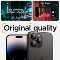 AGL05217 - iPhone 15 Pro / 15 Pro Max Optik Pro Lens Protector L-series showing the no blemishes, no flash reflection oh, snap, original quality.