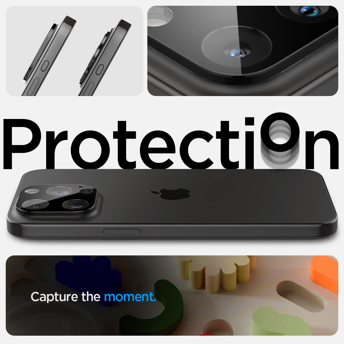 AGL06913 - iPhone 16 Pro / 16 Pro Max Optik Lens Protector in black protection. capture the moment.