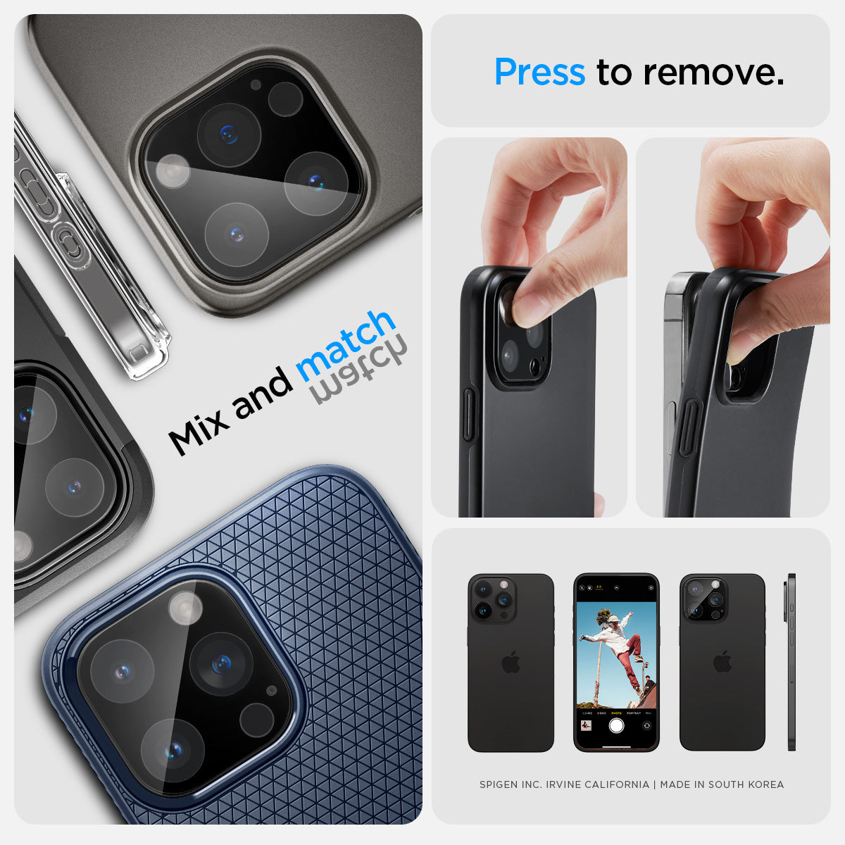 AGL06913 - iPhone 16 Pro / 16 Pro Max Optik Lens Protector in black  mix and match, press to remove.