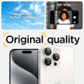 AGL07165 - iPhone 16 Pro / 16 Pro Max Optik Pro Lens Protector in white titanium showing the no blemishes, no flash reflection oh, snap, original quality.