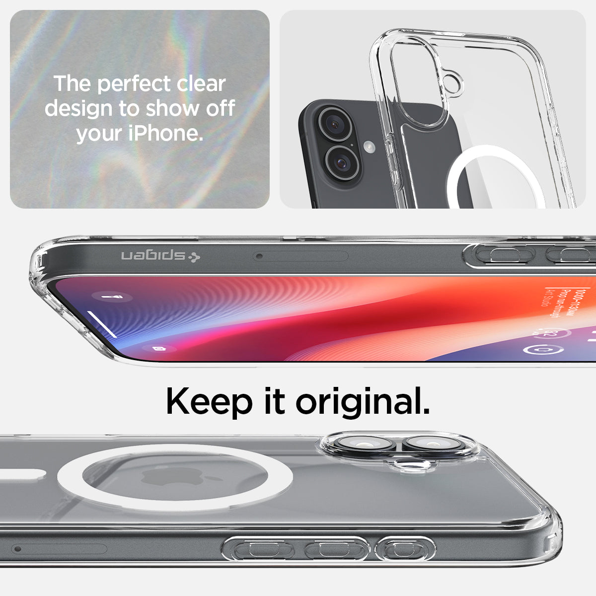 ACS08075 - iPhone 16 Plus Case Ultra Hybrid (MagFit) in White the perfect clear design to show off your iPhone. Keep it original.