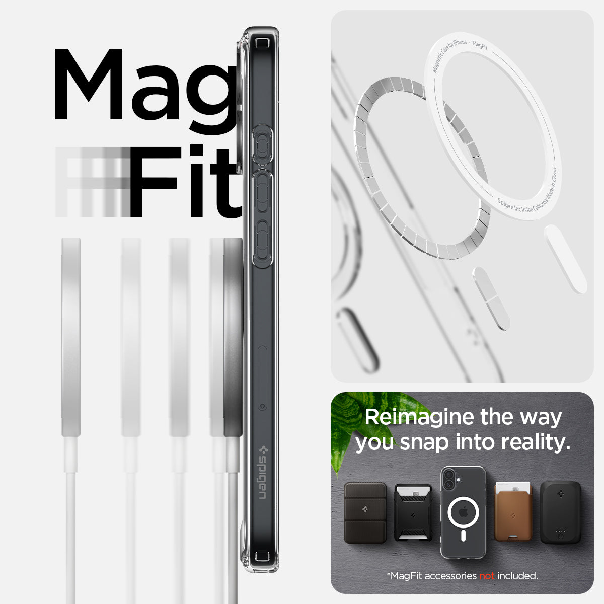 ACS08075 - iPhone 16 Plus Case Ultra Hybrid (MagFit) in White magfit. reimagine the way you snap into reality. Magfit accessories not included.
